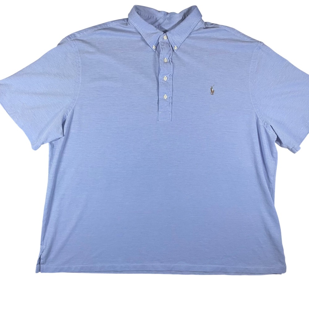 Ralph Lauren Knit Oxford Polo Shirt Blue Size 3XB Pony Logo Big and Tall Preppy